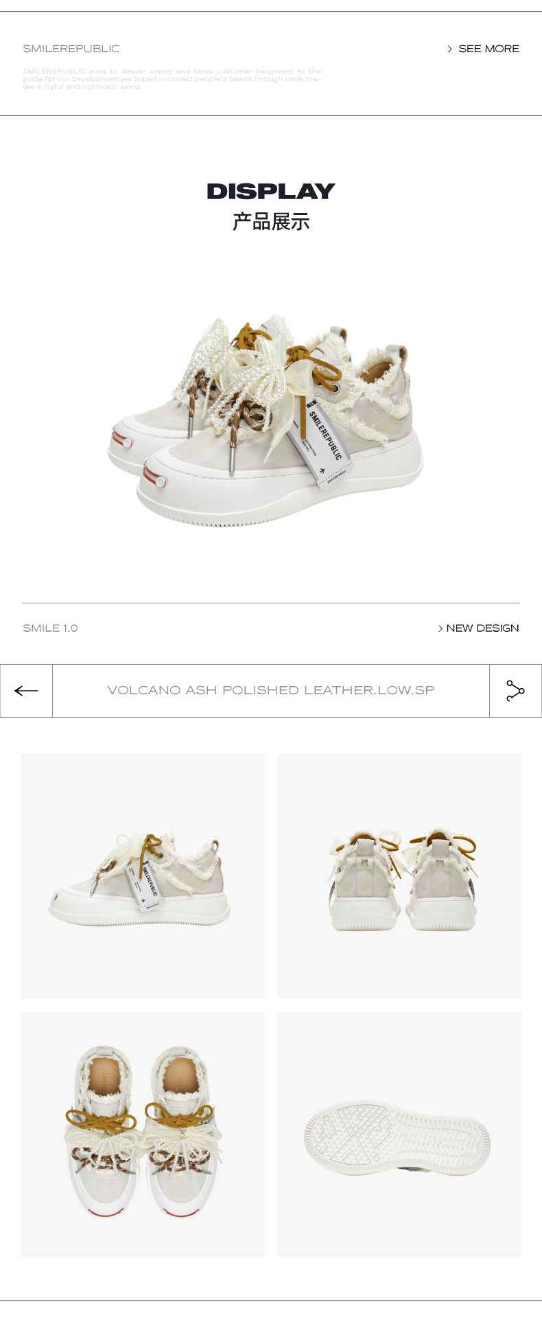 Volcano Ash Polished Leather Canvas Shoes