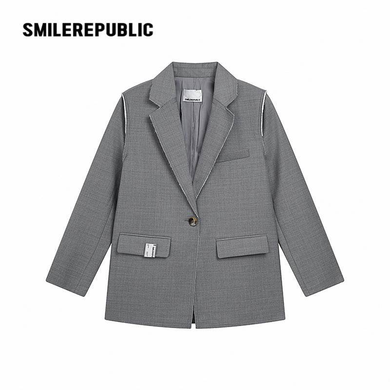 Loose Suit With Raw Edge - SMILEREPUBLIC