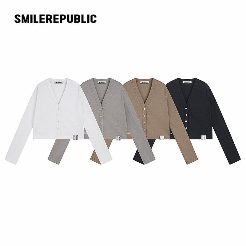 Black Gray Khaki Short Knit Cardigan - SMILEREPUBLIC