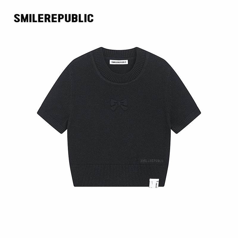 Short Pullover Short-Sleeved Sweater - SMILEREPUBLIC