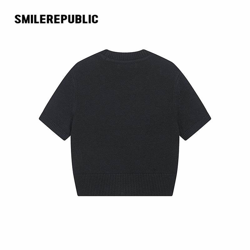 Short Pullover Short-Sleeved Sweater - SMILEREPUBLIC
