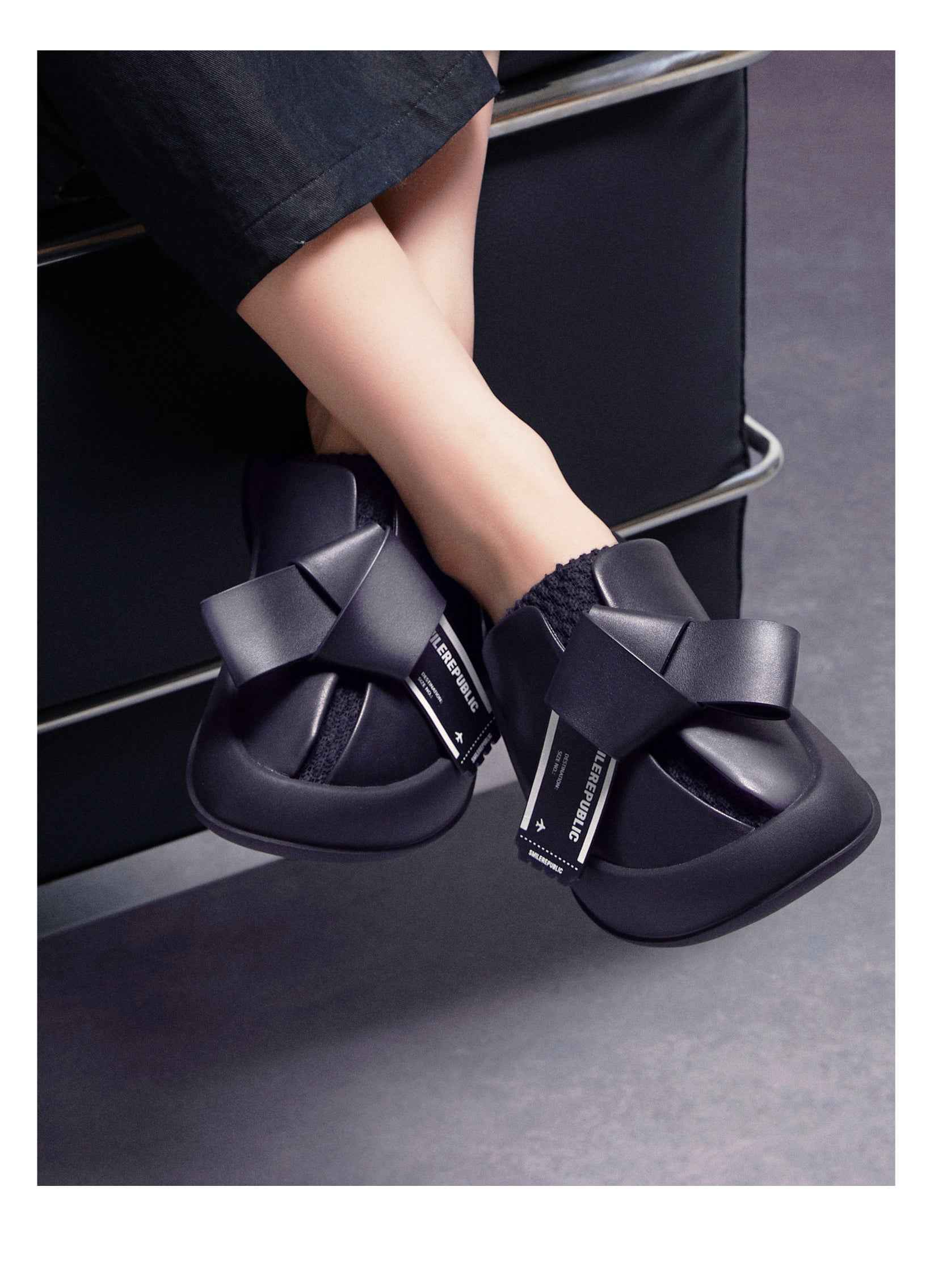 White & Black Sheepskin Thick Sold Slippers