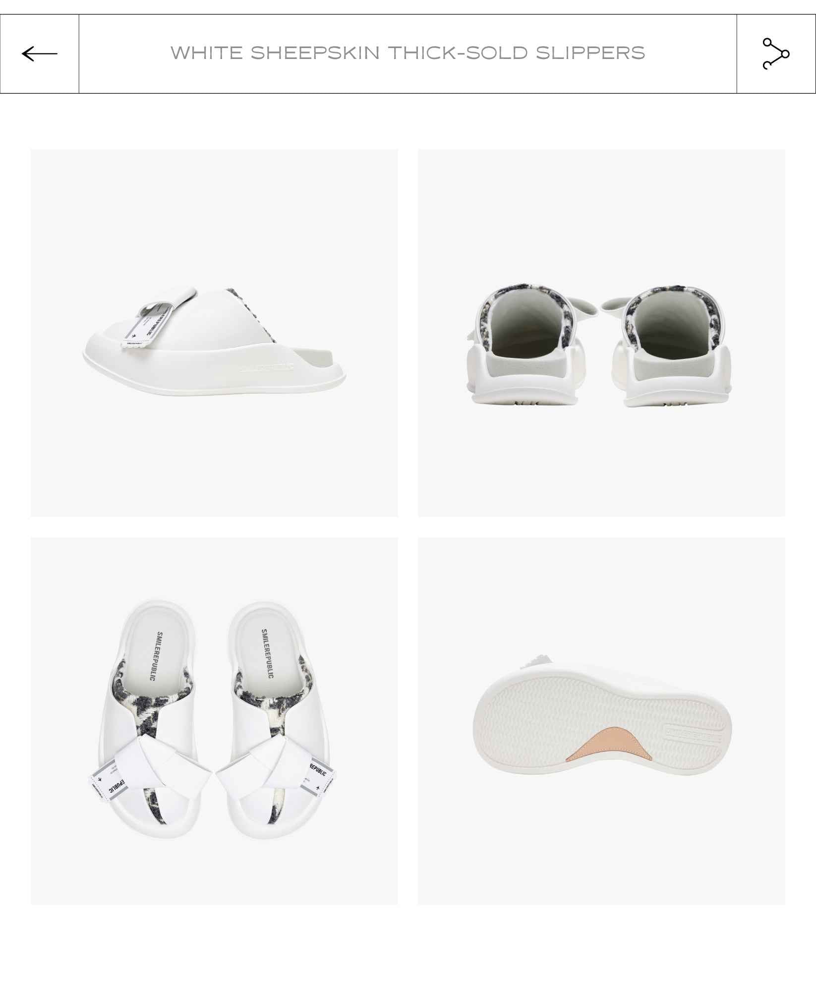 White & Black Sheepskin Thick Sold Slippers