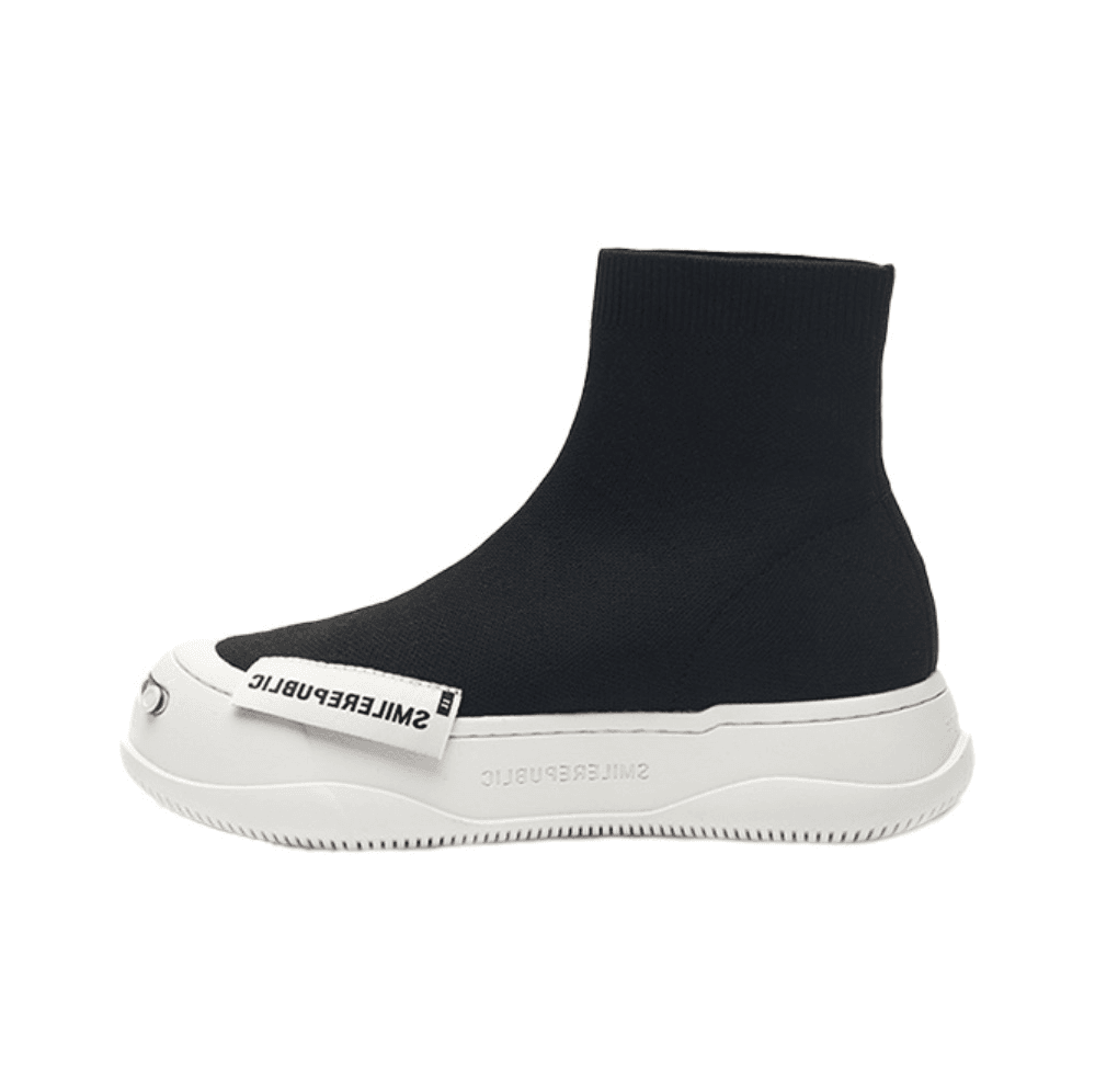 Black Weaving High Top Socks Shoes
