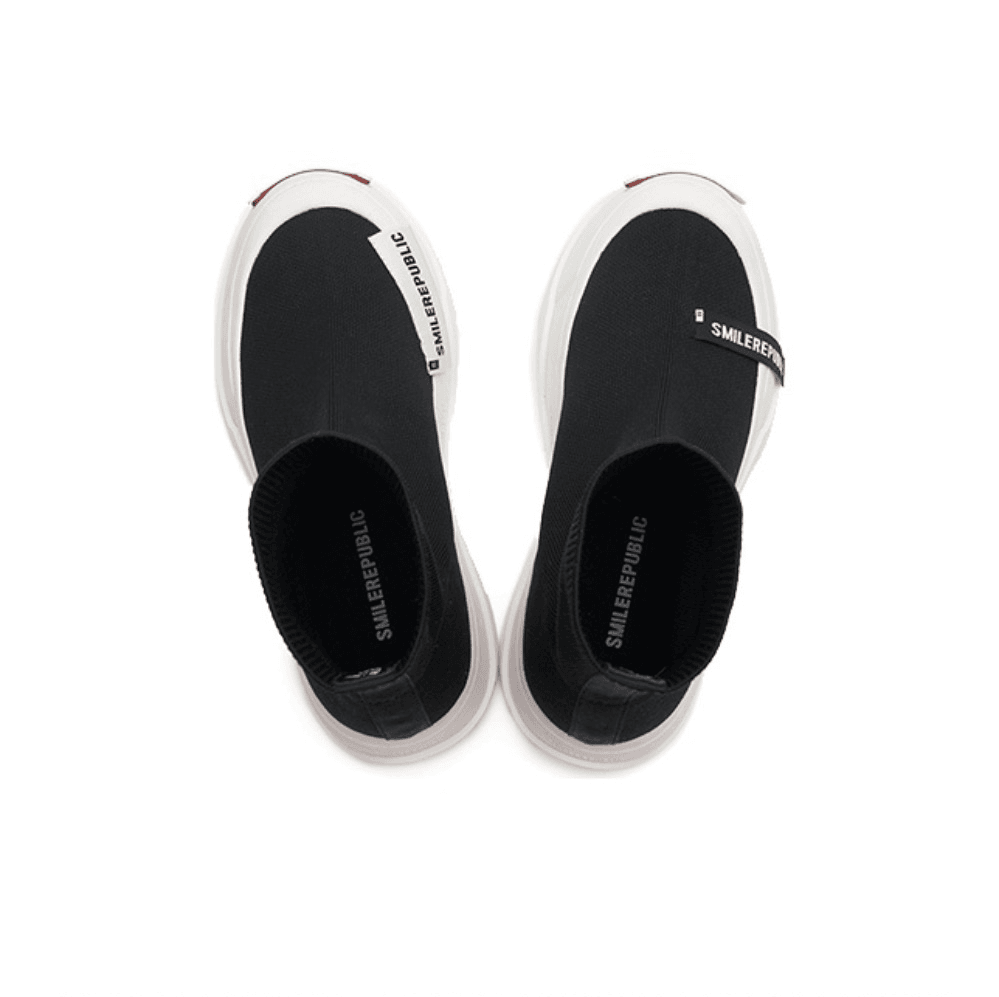 Black Weaving High Top Socks Shoes