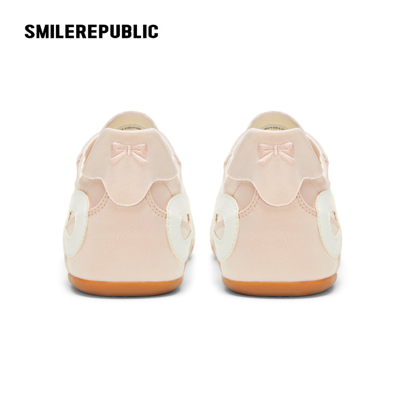 Fouette Pink Square Toed Side Bow Mark Training Shoes
