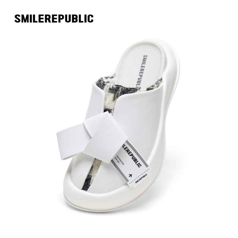 White & Black Sheepskin Thick Sold Slippers