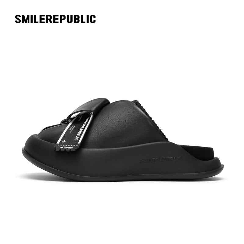 White & Black Sheepskin Thick Sold Slippers