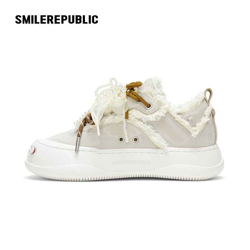 Volcano Ash Polished Leather Canvas Shoes