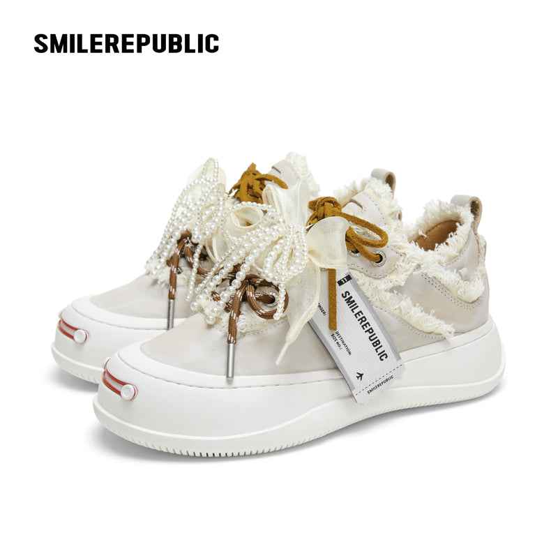 Volcano Ash Polished Leather Canvas Shoes