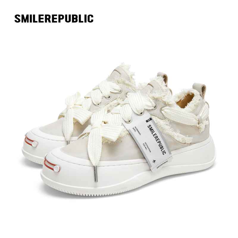 Volcano Ash Polished Leather Canvas Shoes