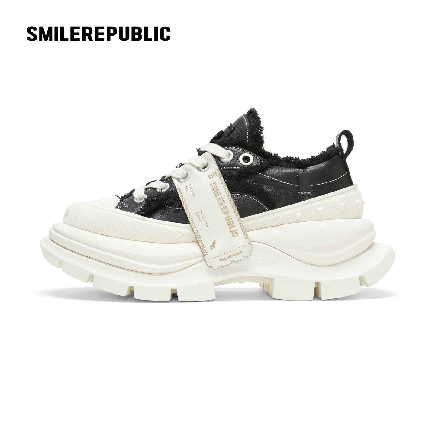 2.0 Smile Queen Black & White Raw Edges Leather