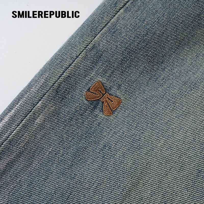 Washed Silver Foil-Coated Jeans