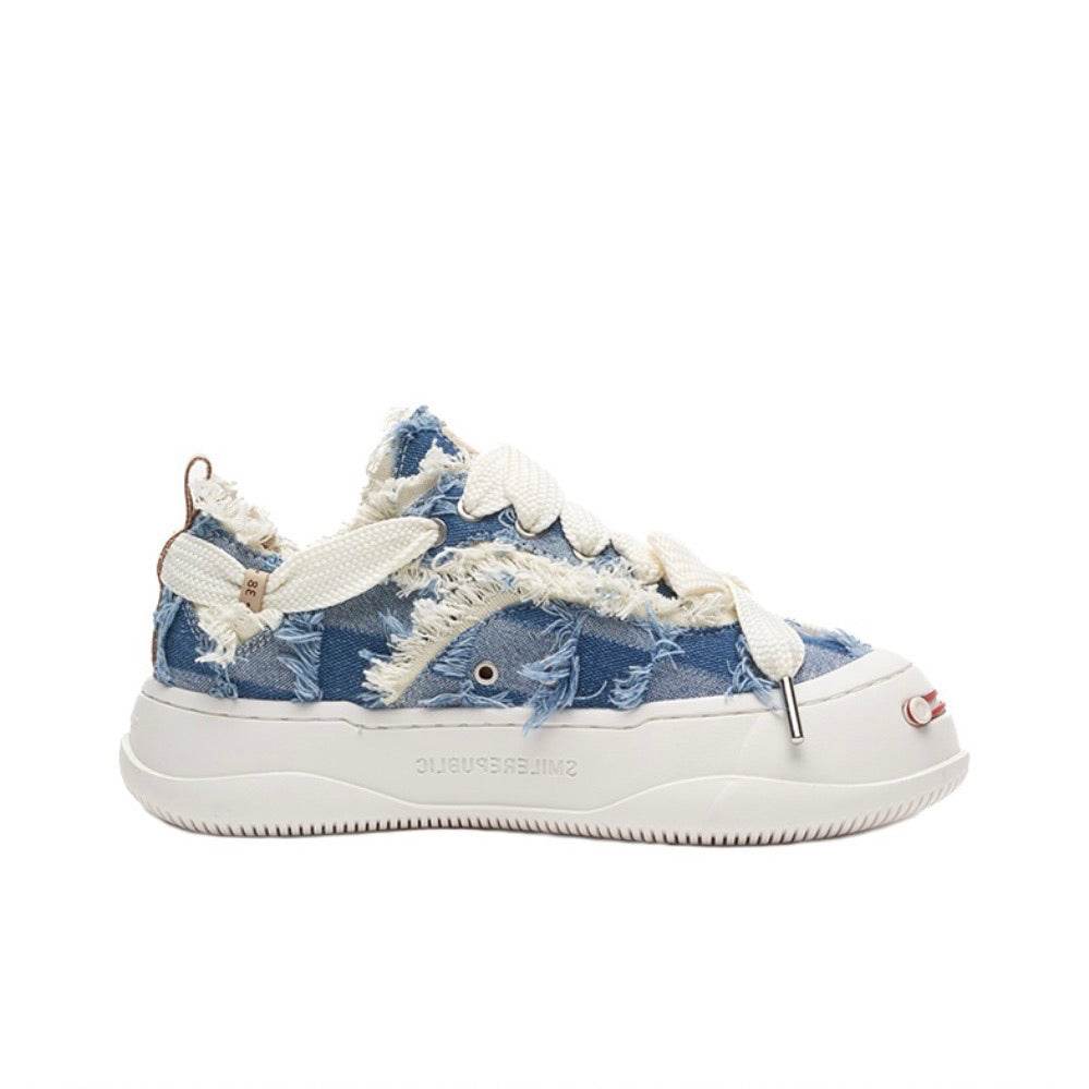 Light Blue Plaid Denim Canvas SB Sneaker - SMILEREPUBLIC