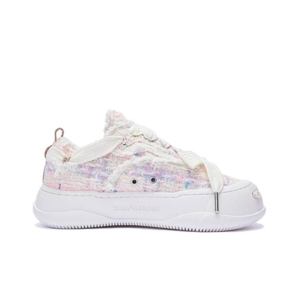 Pink Light Blue Tweed Canvas SB Shoes - SMILEREPUBLIC