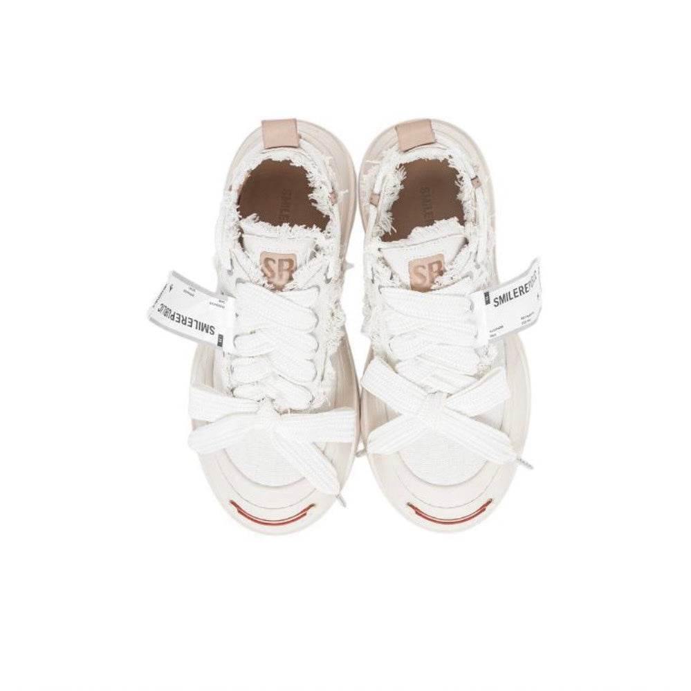 White Coarse Canvas SB Sneaker - SMILEREPUBLIC