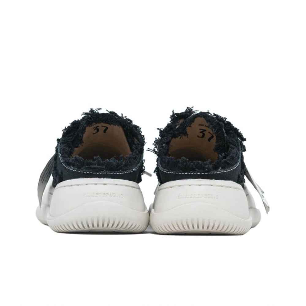Black Coarse Canvas Slipper