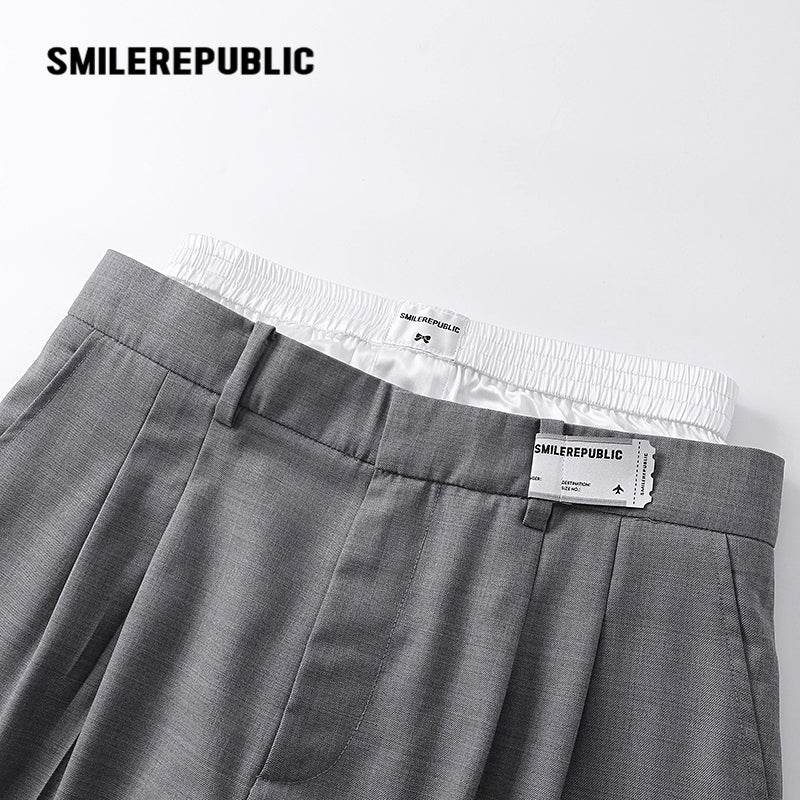 Mock Two-piece Waistband Trousers - SMILEREPUBLIC