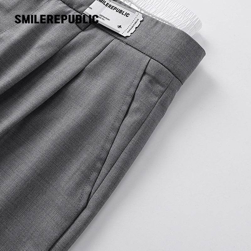 Mock Two-piece Waistband Trousers - SMILEREPUBLIC