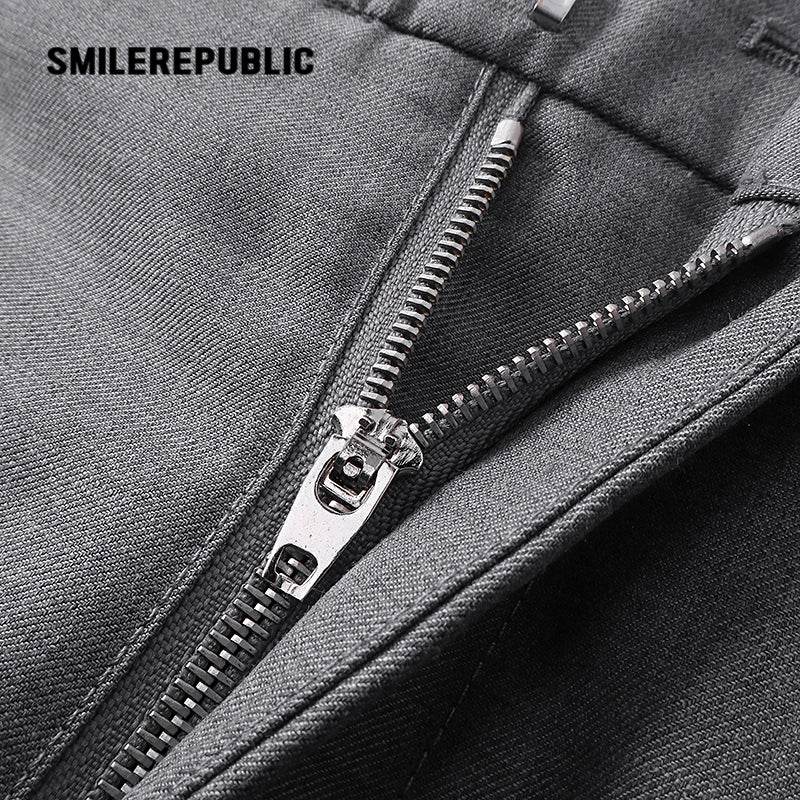 Mock Two-piece Waistband Trousers - SMILEREPUBLIC