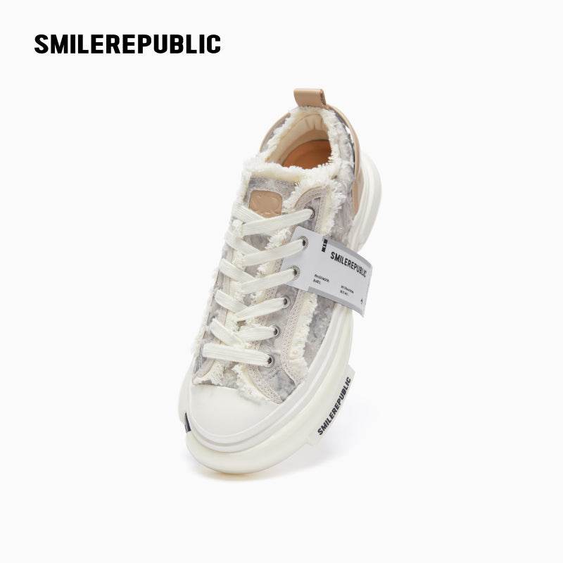 70S Printed Lace Slip On Canvas Shoes - SMILEREPUBLIC