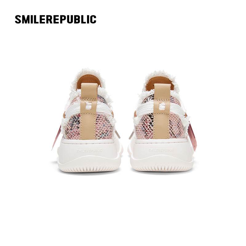 【2025 NEW】Pink Serpentine Low Top Sneaker Canvas Shoes - SMILEREPUBLIC