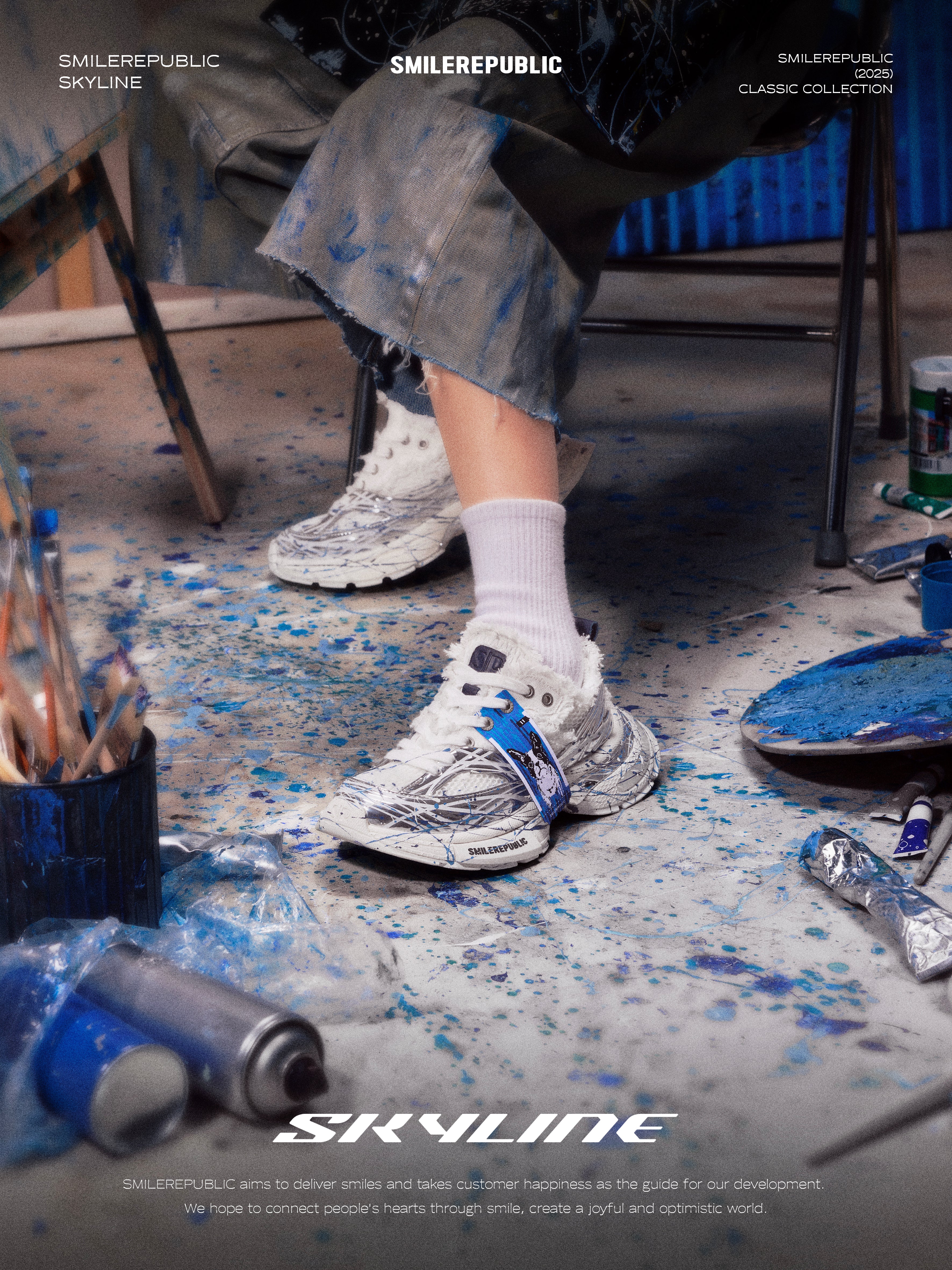 XXXS Ink Splash Silver Slip On Sneaker Canvas Shoes