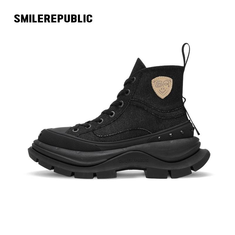【Limited】Classic Black SR 2.0 High Top Canvas Shoes - SMILEREPUBLIC