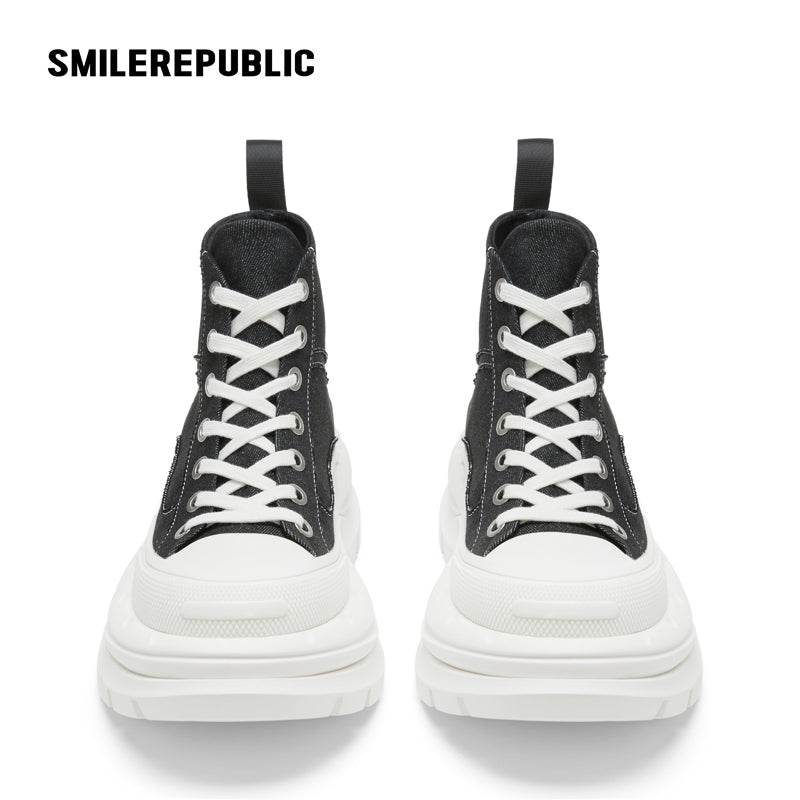 【Limited】Black White SR 2.0 High Top Canvas Shoes - SMILEREPUBLIC