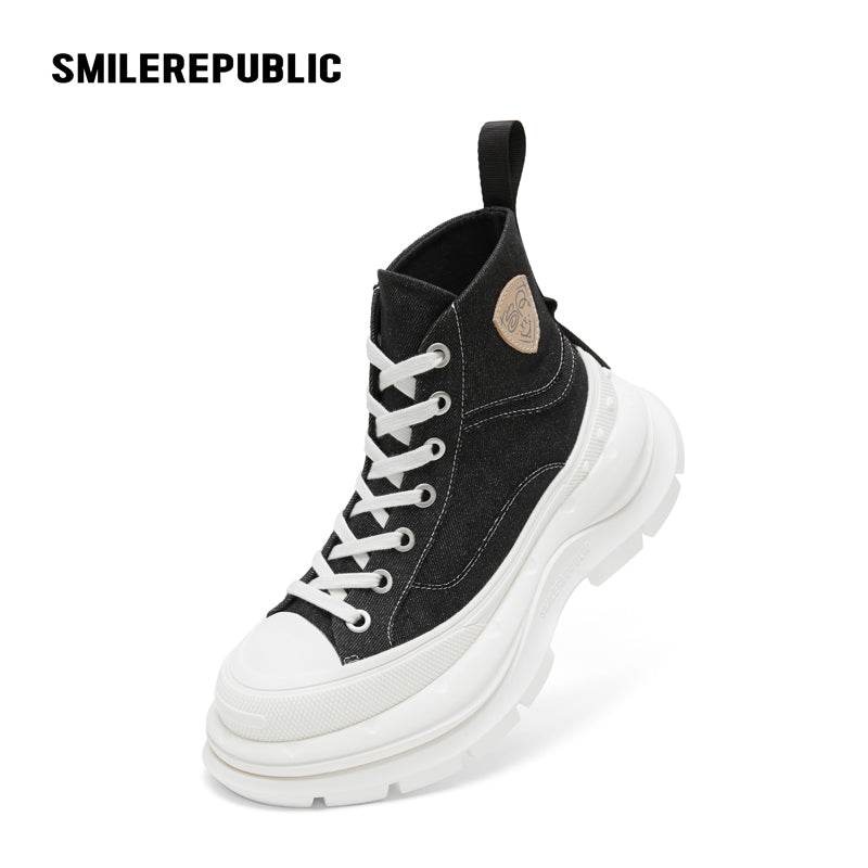 【Limited】Black White SR 2.0 High Top Canvas Shoes - SMILEREPUBLIC