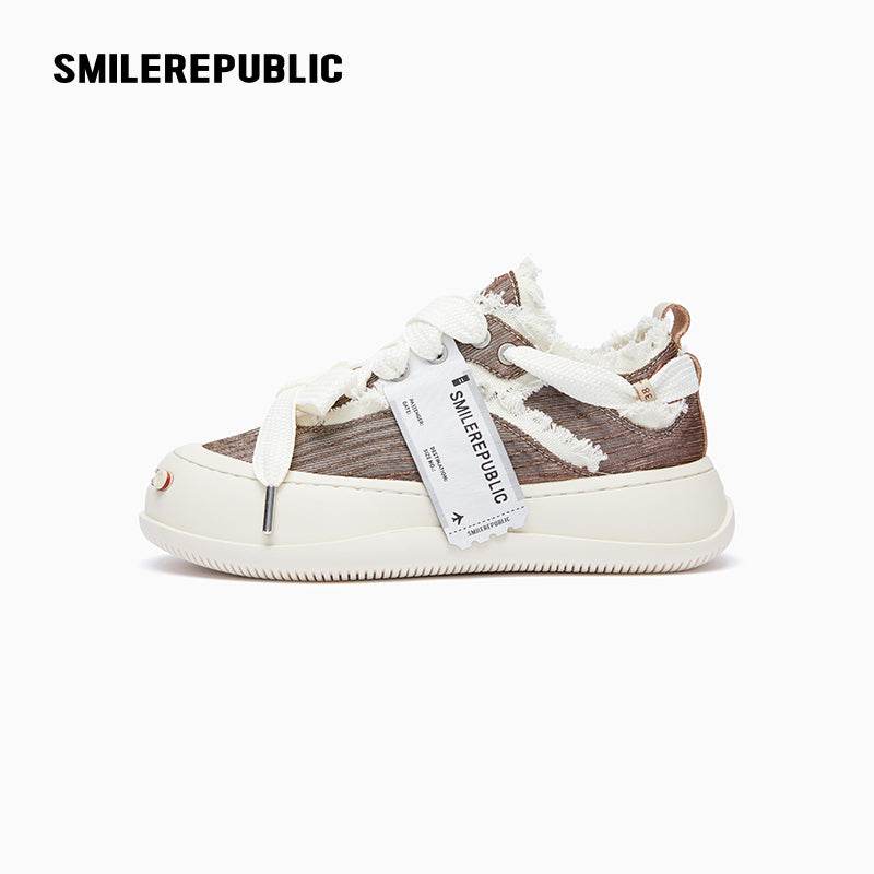 Coffee Brown Sneaker Shoes Silk Cloth Low Top Sb - SMILEREPUBLIC