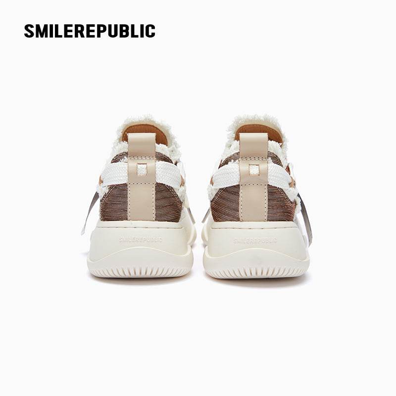 Coffee Brown Sneaker Shoes Silk Cloth Low Top Sb - SMILEREPUBLIC