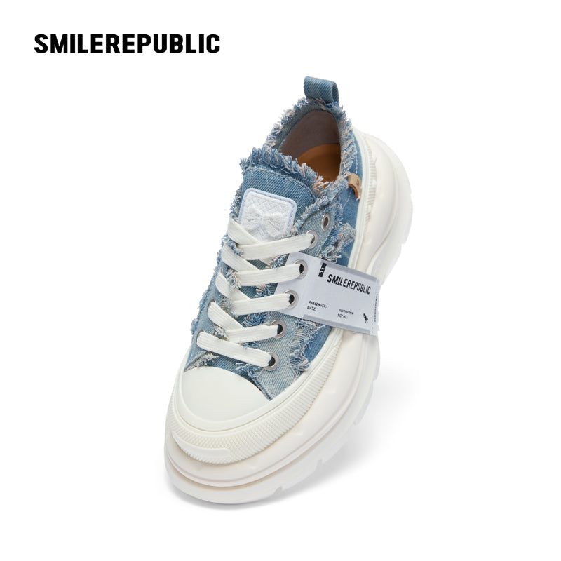 2.0 Smile Queen Denim Blue Thick Sole Low Top Sneaker
