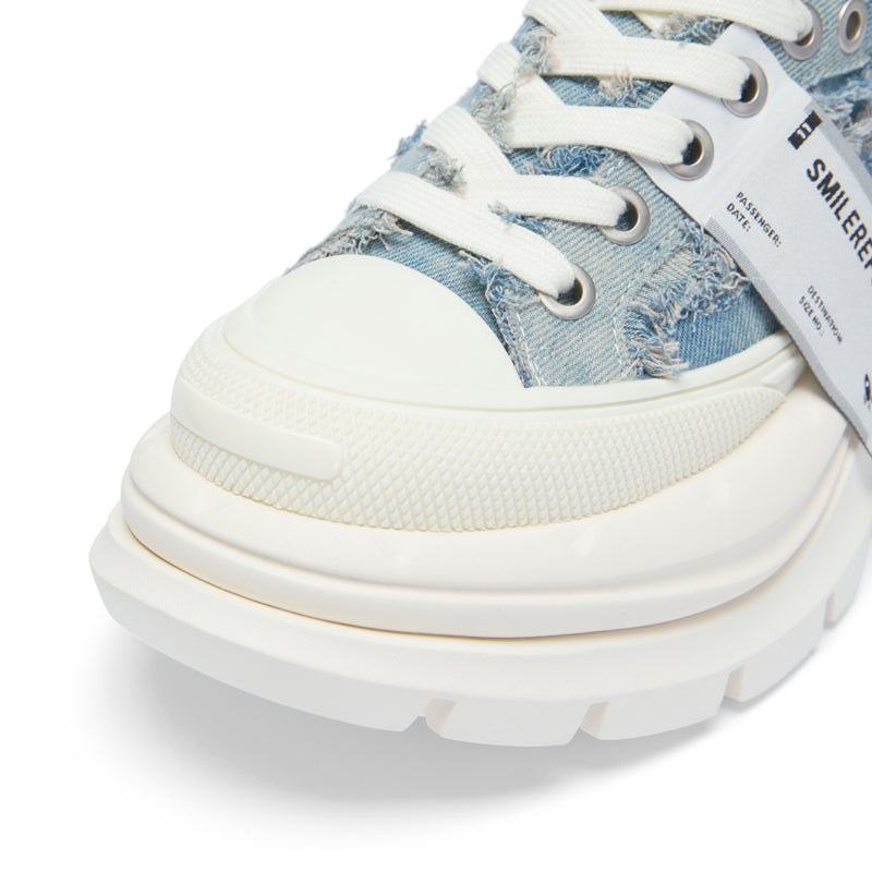 2.0 Smile Queen Denim Blue Thick Sole Low Top Sneaker