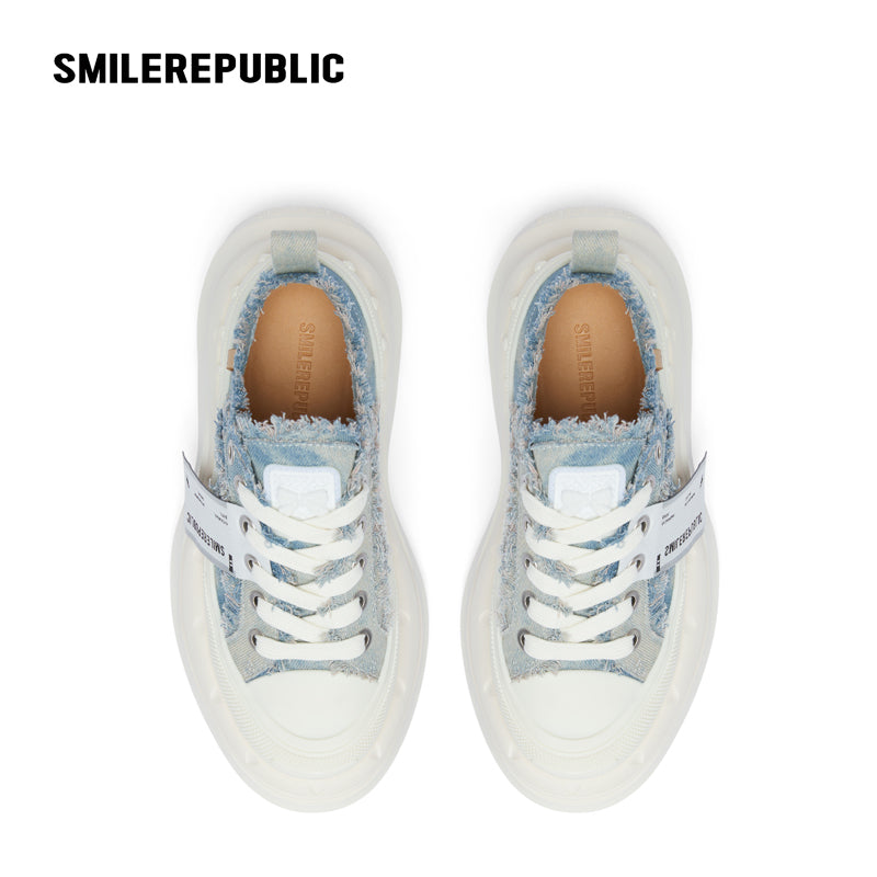 2.0 Smile Queen Denim Blue Thick Sole Low Top Sneaker