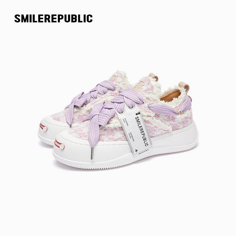 Pink Glisten Houndstooth Low Top SB Sneakers - SMILEREPUBLIC