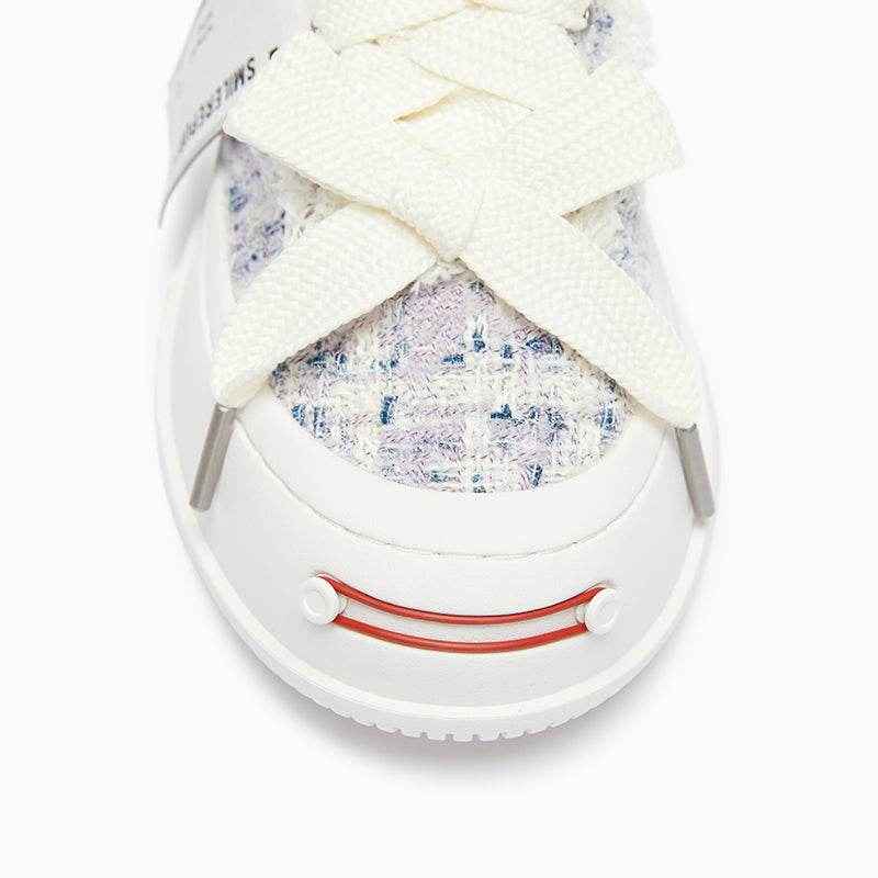 Lavender Plaid Wool Low Top Purple Sneakers