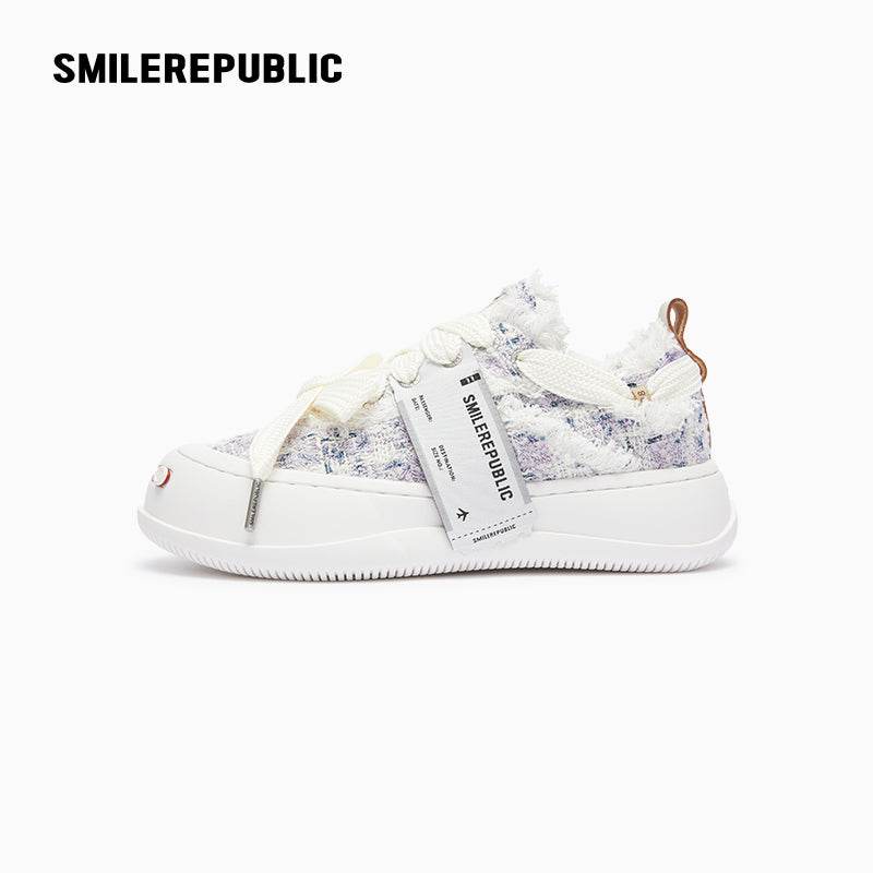 Lavender Plaid Wool Low Top Purple Sneakers - SMILEREPUBLIC