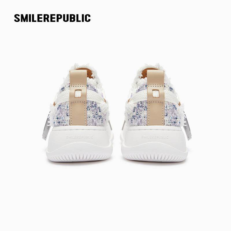 Lavender Plaid Wool Low Top Purple Sneakers - SMILEREPUBLIC
