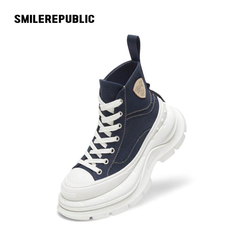 【Limited】Navy Blue SR 2.0 High Top Canvas Shoes - SMILEREPUBLIC
