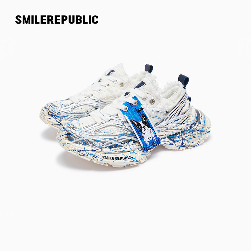 XXXS Ink Splash Silver Slip On Sneaker Canvas Shoes