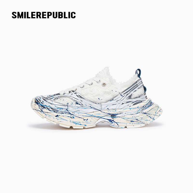 XXXS Ink Splash Silver Slip On Sneaker Canvas Shoes