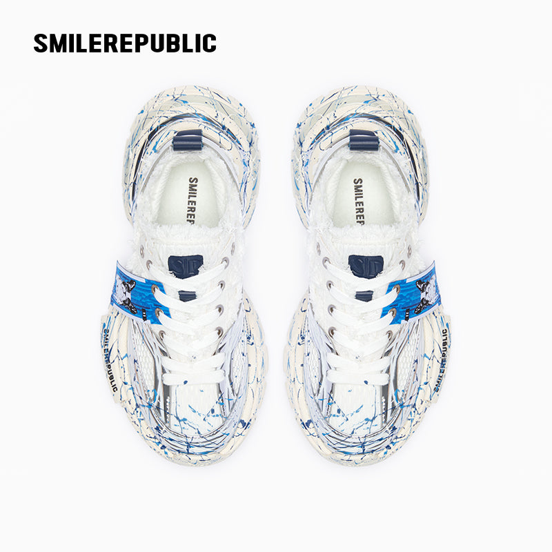 XXXS Ink Splash Silver Slip On Sneaker Canvas Shoes