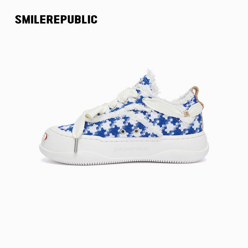 Blue White Houndstooth Low Top Sb Sneaker shoes - SMILEREPUBLIC