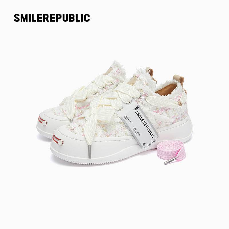 Pink White Tweed Low Top SB Sneaker Canvas Shoes - SMILEREPUBLIC