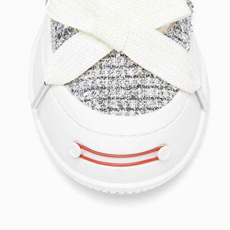Silver Sneaker Shoes Tweed Low Top Canvas Shoes