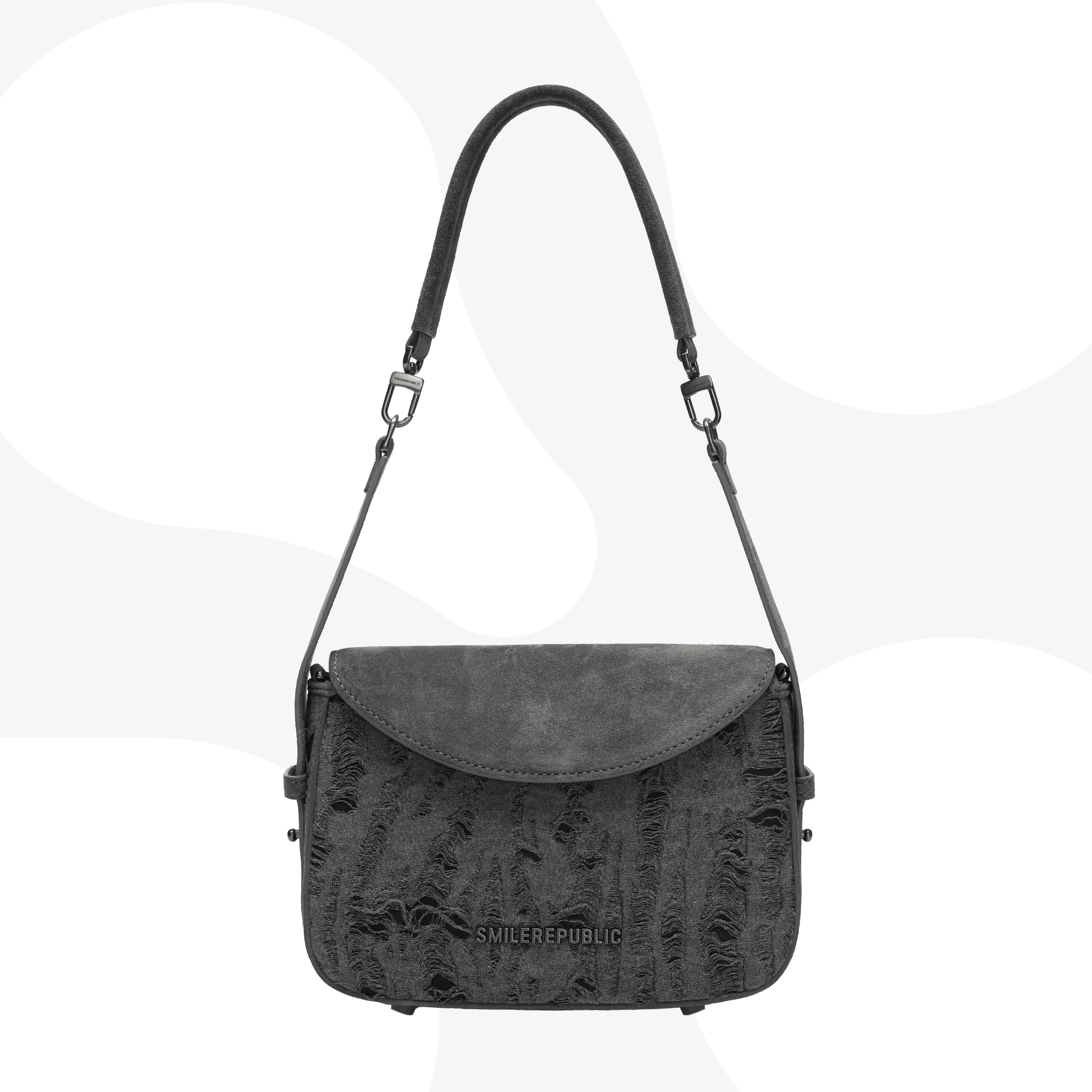 Gray Fringe Chamois Musette Bag - SMILEREPUBLIC