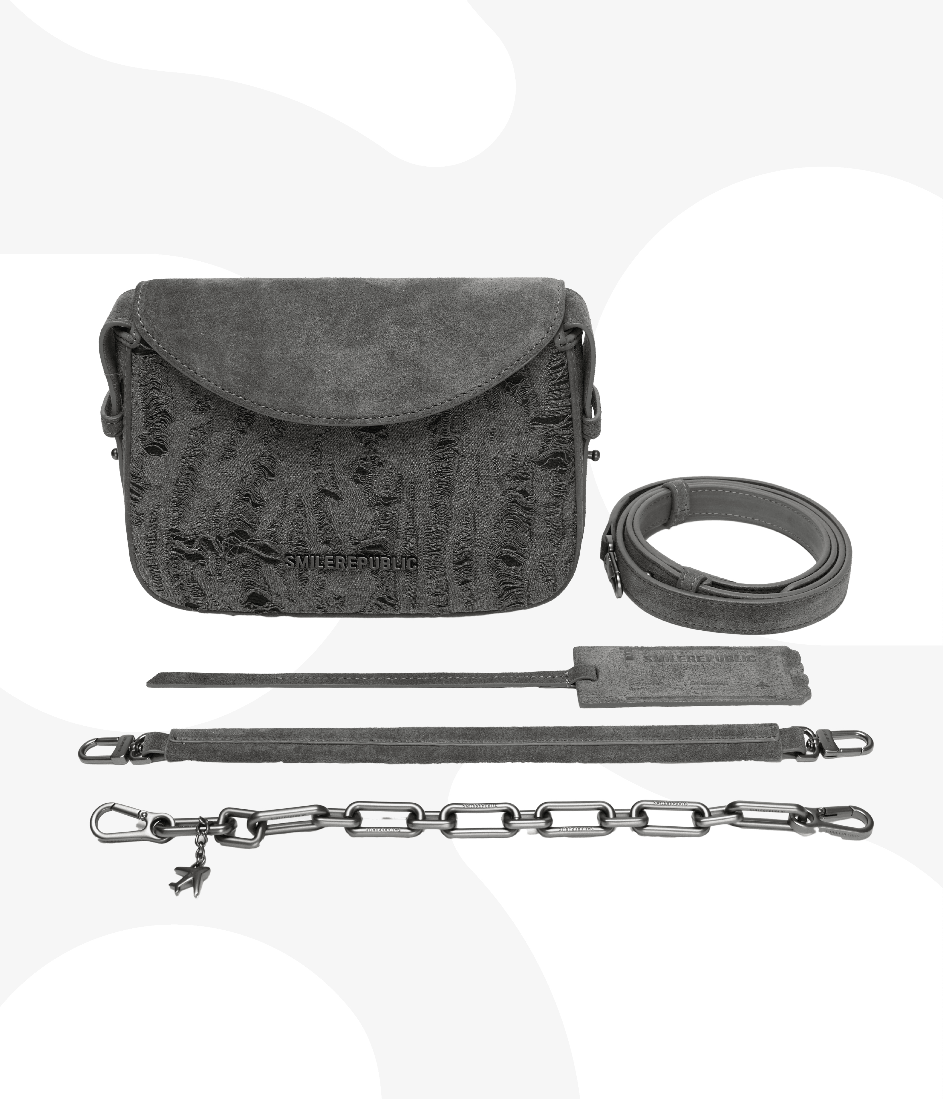 Gray Fringe Chamois Musette Bag - SMILEREPUBLIC