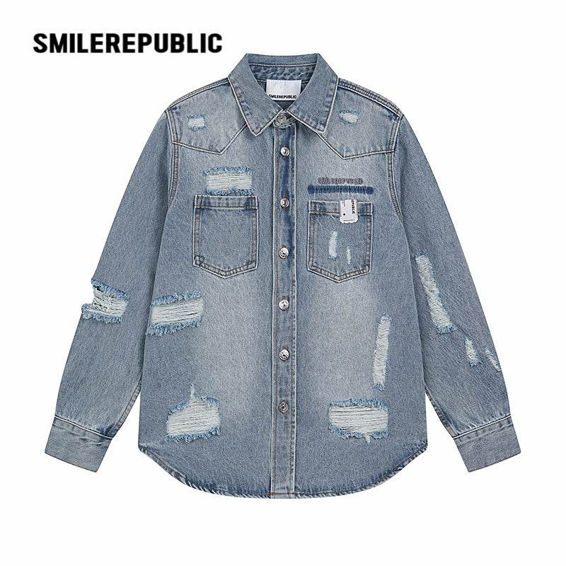 Denim Shirt Jacket - SMILEREPUBLIC
