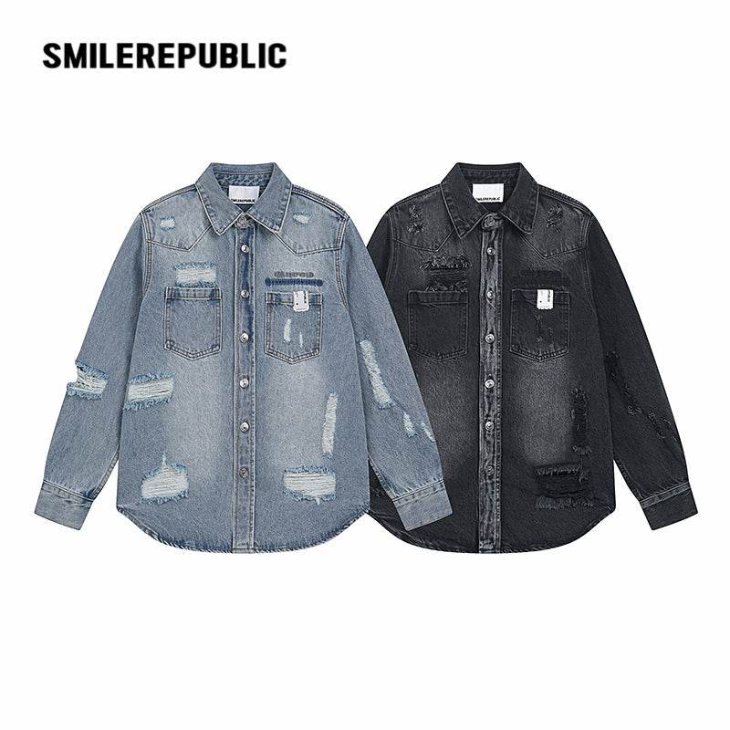 Denim Shirt Jacket - SMILEREPUBLIC